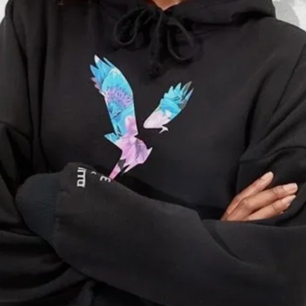 AE x Naito Limited Edition Forever Graphic Black Hoodie Size XL in Black.